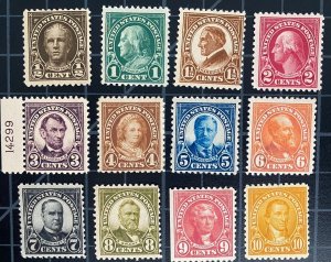 US Stamps - SC# 551 - 562 - MOGH - SCV = $149.00