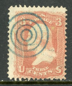 USA 1861 Washington 3¢ Rose Scott #65 VFU R383