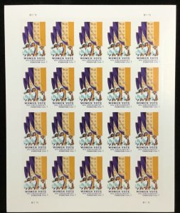 5523   Women Vote, 19th Amendment   Sheet of 20  Forever stamps  FV $13.60 2020