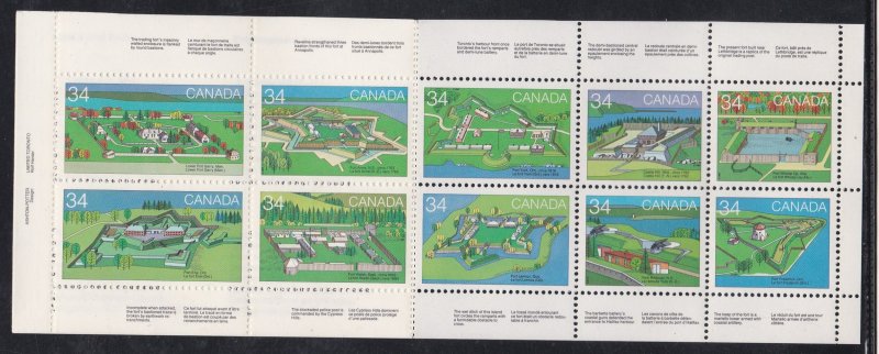 Canada # 1059a, Canadian Forts, Complete Booklet, NH, 1/2 Cat.