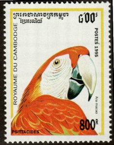 Cambodia 1440 - Mint-NH - 800r Scarlet Macaw (1995) (cv $2.00)