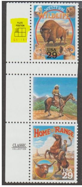 U.S. Scott #2869 Legends of the West - UL Plate - Mint NH Horizontal Gutter Pair