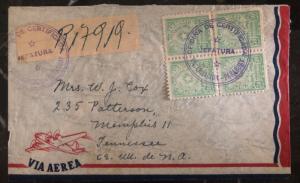 1952 Encarnacion Paraguay Airmail Official cover to Memphis TN USA