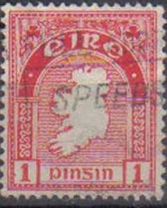 IRELAND, 1922, used 1d, Definitive series, Map of Ireland