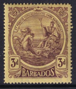 Sc 132 Barbados 1916 -1918 Seal of the Colony 3 pence issue MLH CV $15.00 Stk #2