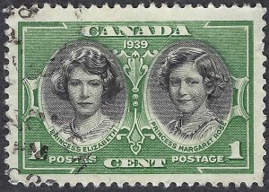 Canada #246 1¢ HRH Elizabeth & Margaret (1939). Used.