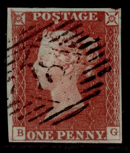 GB QV SG8, 1d red-brown, FINE USED. Cat £35. BG 