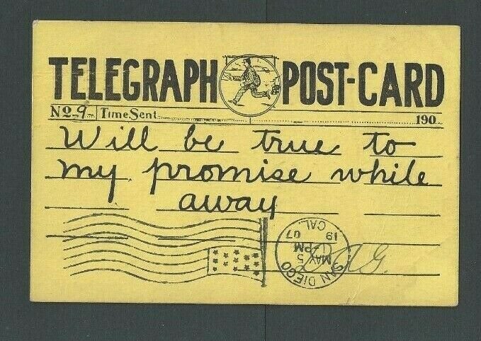 1907 Telegraph Post Card W/Romance Message