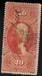 US SC# R99c 1862 $20 Probate of Will Stamp VF SCV $3000 Lot 230710