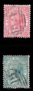 MOMEN: BRITISH HONDURAS SG #3-4 1865 NO WMK USED £300 LOT #66558