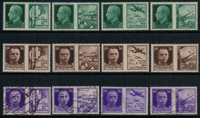 Italy #427-34*, 435-8 used  CV $7.20