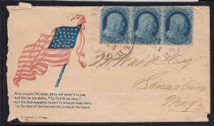 U.S. 18,18,20 Used Strp/3 On Civil War Patriotic, 1861 (92022) 