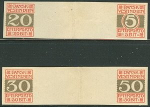 DANISH WEST INDIES #J5-8v Postage Due IMPERF GUTTER PRS