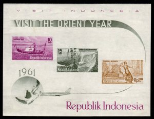 Indonesia - Set of 4 Mint Souvenir Sheets 1961 (Tourism)