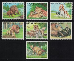 Nicaragua Bears Lions Fox Dog Mammals 7v 1988 MNH SG#2955-2961