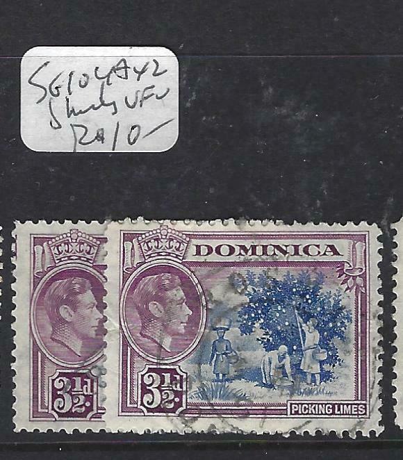 DOMINICA (PP1903B)  KGVI  3 1/2D  SG 104A  X 2 SHADES       VFU