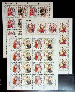 UKRAINE Sc 490-92+492c NH 3 MINISHEETS+S/S OF 2002 - COSTUMES - (JS23)