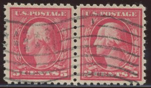 467 Washington Perf 10 Carmine Error Used Stamp in Pair with APEX Cert HZ107