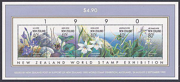 NEW ZEALAND 1990 Orchids souvenir sheet MNH.................................3173