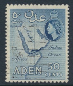 Aden  SG 59a  SC# 53a  Used  Perf 12 x 13½  Deep  Blue   see scans & details 