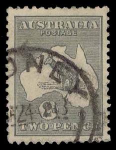 1915-24 AUSTRALIA #45 KANGAROO MAP - WMK 10 - USED - VF - CV$10.50 (E#9969)