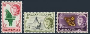 Cayman 153-155, hinged. Michel 136-138. QE II. Cayman parrot, Catboat, Orchid.