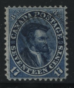 Canada 1859 17 cents Cartier choice well centred very lightly cancelled