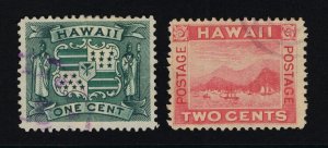 VERY NICE GENUINE HAWAII SCOTT #80 & #81 FINE USED 1899 SET OF 2 STAMPS #18992