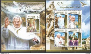 2015 Solomon Islands Pope Benedict Xvi Great Humanists #3077-81 1+1 ** Ls403