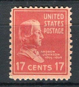 USA; 1938 early Presidential Series issue fine Mint hinged 17c. value