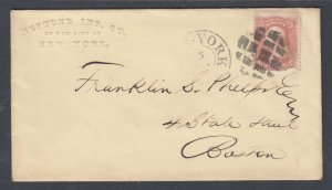 US Sc 65 on c. 1864 Cover with fancy cork cancel, New York to Boston
