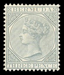 Bermuda #23 Cat$27.50, 1886 3p gray, hinged