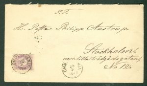 NORWAY 1874 4sk violet (#19) tied Christiania to Sweden