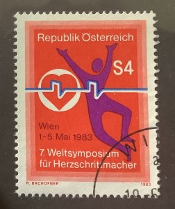 Austria 1983 Scott 1240 used - 4s,  7th International Symposium on Pacemakers