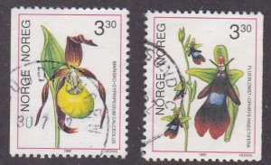 Norway # 972-973, Orchids, Used, 1/2 Cat.
