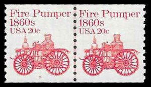 PCBstamps   US #1908 Line Pair P# 40c(2x20c) Fire Pumper, MNH, (1)