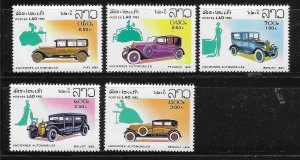 Laos 1982 Classic Automobiles Car Sc 413-417 MNH A1149