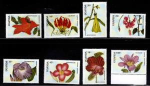 Uganda   Scott 612-619 MNH** Flower set