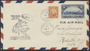 1939 Calgary to Vancouver Flight Cover MAR 2 Confederation/UPU Franking #3903ae