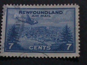 NEWFOUNDLAND 1943-SC#C19 79 YEARS OLD-RARE AIRMAIL-USED STAMP VIEW OF ST.JOHN