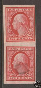 US Sc 344 MOG. 1908 2c imperf paste-up pair         3;9