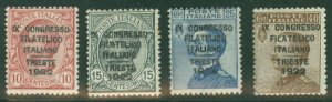 ITALY #142A-D Complete set IPC Trieste Ovpt, NH, signed and scarce Scott $3,125