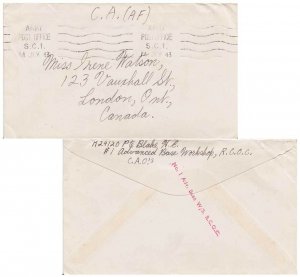 Canada Soldier's Free Mail 1943 Army Post Office, S.C. 1 Canadian Postal Corp...