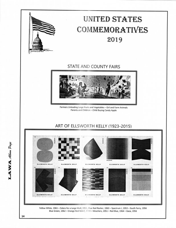 2019 US COMMEMORATIVE  ISSUES SUPPLEMENT – LAWA Album Pages