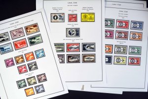 COLOR PRINTED CANAL ZONE 1904-1978 STAMP ALBUM PAGES (21 illustrated pages)