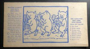 1937 Boston MA USA Colored Card Cover 3 Little Pigs Picture Stories