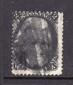 USA-Sc#73- id5-used 2c Andrew Jackson-Black Jack-1863- few rounded perfs right