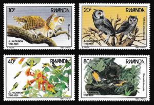 Rwanda Birds Owls Audubon 4v SG#1237-1240 SC#1226-1229 CV?10+