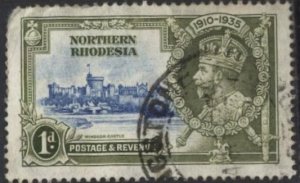 Northern Rhodesia 18 (used, bad corner ul) 1p Silver Jubilee (1935)