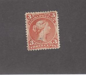 CANADA # 25i VF-3cts ORANGE RED LARGE QUEEN CAT VALUE $50